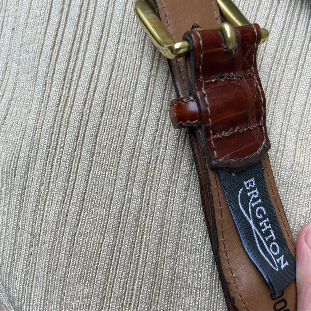 Vintage navy blue/gold with leather Brighton stretchy belt
